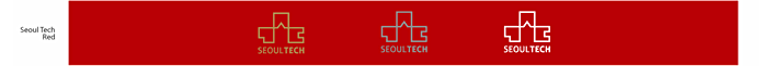 Seoul Tech Red색 배경일때 - 골드라인 로고, 실버라인 로고, 화이트라인 로고 사용
